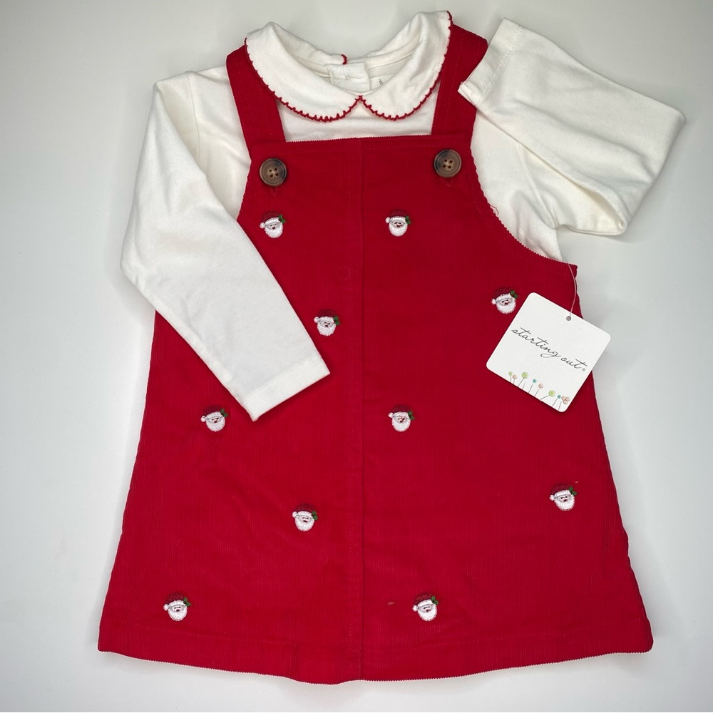 Baby girls Santa corduroy pinafore jumper